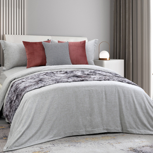 侘寂风新中式样板间床品轻奢软装样板房床上用品搭毯抱枕定制靠枕