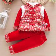 0-1岁女宝宝冬装棉服10个月6婴儿棉衣套装冬季加厚幼儿棉袄二件套