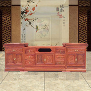 中式红木雕花电视柜 实木客厅电视柜 缅甸花梨木地柜古典储物柜