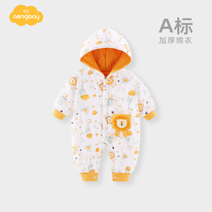 aengbay婴儿冬装外出抱衣加厚连体衣新生儿，衣服保暖哈衣宝宝棉服