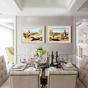 网红餐厅高端欧式装饰画水果单幅，饭厅横版画现代简约客厅壁画油画