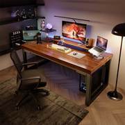 实木电脑桌台式家用学生书桌写字桌卧室简约双人电竞办公桌工作台