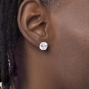 GRGR 925纯银四爪钻石耳钉男士女嘻哈个性单只11mm锆石高级感耳饰