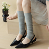 灰色竖条踩脚袜套夏季薄款防晒腿套袜子女芭蕾风时尚小腿袜堆堆袜