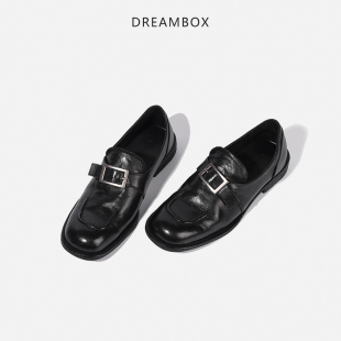 dreambox钧博高档马皮女士小皮鞋春夏时尚百搭软底软面乐福鞋