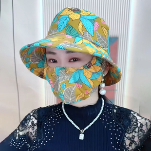 遮阳帽女夏季防晒防紫外线2024口罩，一体遮脸骑行时尚太阳帽子