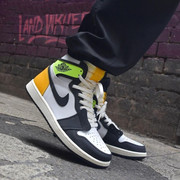 Nike耐克男鞋Air Jordan 1 AJ1 黑黄脚趾荧光绿篮球鞋555088-118