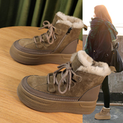 厚底增高雪地靴女冬季2023年加绒保暖马丁短靴防水防滑棉鞋子