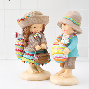北欧创意精灵天使树脂工艺品公仔情侣摆件礼物装饰品娃娃家居客厅