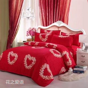 全棉加厚婚庆四件套结婚大红色，1.8m2.0m床双人纯棉4件套床上用品