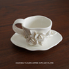 花园瓷器 出口欧式奶油色手捏玫瑰陶瓷下午茶咖啡杯 花茶杯仪式感