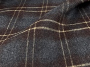 柔软垂感 灰蓝+棕色格子双面羊绒顺毛面料大衣斗篷外套秋冬布料
