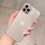 iphone15promax透明摄像头全包壳iphone14plus手机壳水钻适用于苹果12mini保护套苹果13promax硅胶软钻11