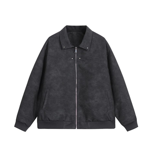 rasp美式复古铆钉夹克，秋冬国潮牌高级感cleanfit做旧皮衣外套