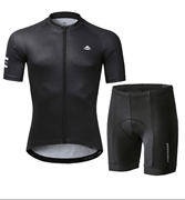 夏季黑色美利达山地自行车车队版短袖，骑行服套装，减震硅胶垫速干衣