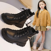 儿童马丁靴女童靴子冬季2023韩版公主靴中大童加绒女孩皮短靴