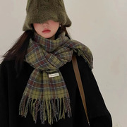 韩国冬季简约保暖时尚格子围巾女学生情侣百搭加厚纯色围脖男