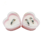 48个装 爱心形戒指盒透明盖塑料单戒对戒包装盒海绵垫情侣戒展示