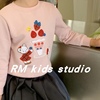RM原创设计日系女童宝宝纯棉粉白2色刺绣贴布熊兔卡通卫衣秋