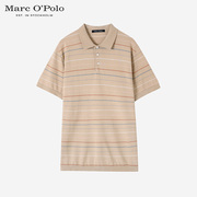 Marc O'Polo/MOP复古经典条纹翻领学院风男纯棉短袖针织衫T恤