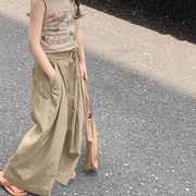 韩国女童防蚊裤夏装，2024儿童夏季棉麻垂坠感宽松直筒薄款裤子