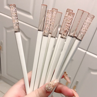 创意琥珀樱花筷子高档合金筷套装个性防滑日式家用防霉耐高温快子