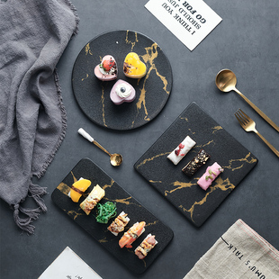 牛排盘创意日式寿司盘子，陶瓷长方形平板，盘家用西餐餐具甜品蛋糕碟