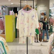organic有机棉女童家居服睡衣套装韩国2024年夏中大童空调衫