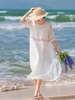 捡漏~飘逸仙女刺绣白色，亚麻连衣裙女度假旅行沙滩棉麻长裙子