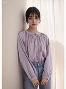 设计感洋气时尚浅紫色衬衣女2024春季系带休闲长袖衬衫上衣