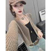 冰感轻薄针织开衫女长袖春夏坎肩外搭空调衫欧洲站防晒披肩上衣潮