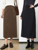 今年流行棕色复古半裙大码梨形，身材遮肉显瘦a字毛呢半身裙冬