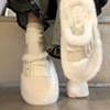时尚部落厚底毛毛鞋女外穿2023年秋冬季小个子，白色包头半拖鞋