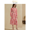 GDS澳洲品牌长袖收腰显瘦连衣裙2024海边度假红色沙滩长裙春