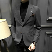 冬季高端休闲西服男韩版修身单排扣男士西装上衣高级男装单西外套