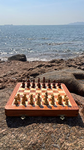 1chess国际象棋印度进口实木，折叠磁力旅行便携户外入门斯汤顿