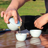 灵芝呈祥快客杯陶瓷旅行茶具一壶二杯带便携包双人功夫茶具