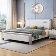 轻奢北欧现代简约实木床白色小户型家用主卧双人床气压高箱储物床