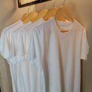 (买一送一)270g日本重磅纯棉短袖，t恤加厚实不透打底衫上衣男女