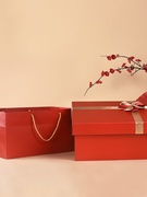 红色超大号礼物盒长方形特大包装盒圣诞节盒空盒可放鞋盒婚纱