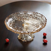 高脚水晶玻璃水果盘客厅茶几，家用创意水果盆欧式糖，果盘大号零食盘