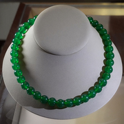 黛玥新中式珠串天然绿玉髓颈链阳绿珠链银镶10mm正圆项链媲美翡翠