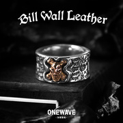 billwallleather十字背骨银骷髅戒指，bwl手工定制纯银限量欧美饰品