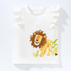 女童白色短袖t恤儿童纯棉上衣，宝宝夏装中小童飞袖狮子半袖体恤衫7