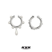 KVK走秀系列珍珠925银耳环小众高级感耳骨夹无耳洞女复古耳饰品