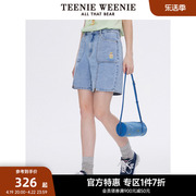 teenieweenie小熊奥莱夏季时髦个性，简洁刺绣牛仔短裤子女