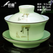 三才盖碗带盖泡茶杯单个茶盏，茶碗景德镇陶瓷茶具套装大号白瓷