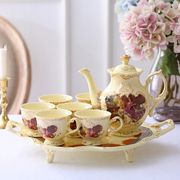 欧式茶具套装带托盘，陶瓷英式下午茶咖啡杯，套装水杯整套结婚礼物