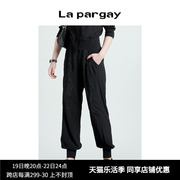 Lapargay纳帕佳2024夏季女装黑白色裤子个性时尚薄款休闲裤潮