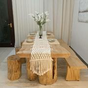 侘寂风餐桌家用小户型吃饭桌子，原木日式饭桌现代简约实木桌椅组合